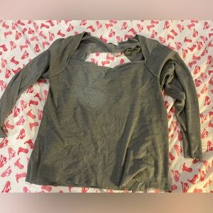 Grey Shirt Sweetheart Neckline Open back